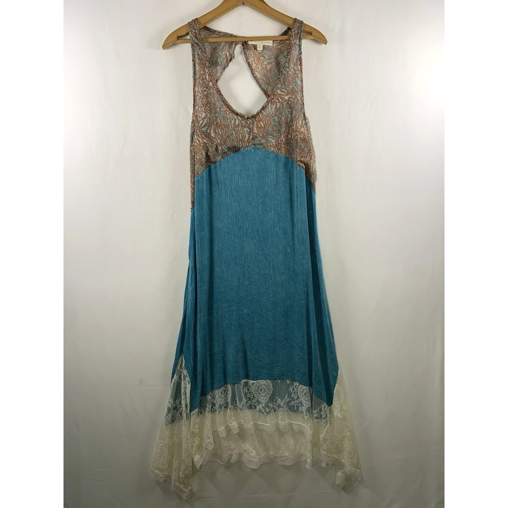 Scrapbook Womens Boho Romantic Lace Handkerchief Hem Maxi Dress M/L Fairy USA